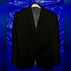 Kenneth Cole Black Sport Coat with Notched Lapels and Structured Shoulders: XL